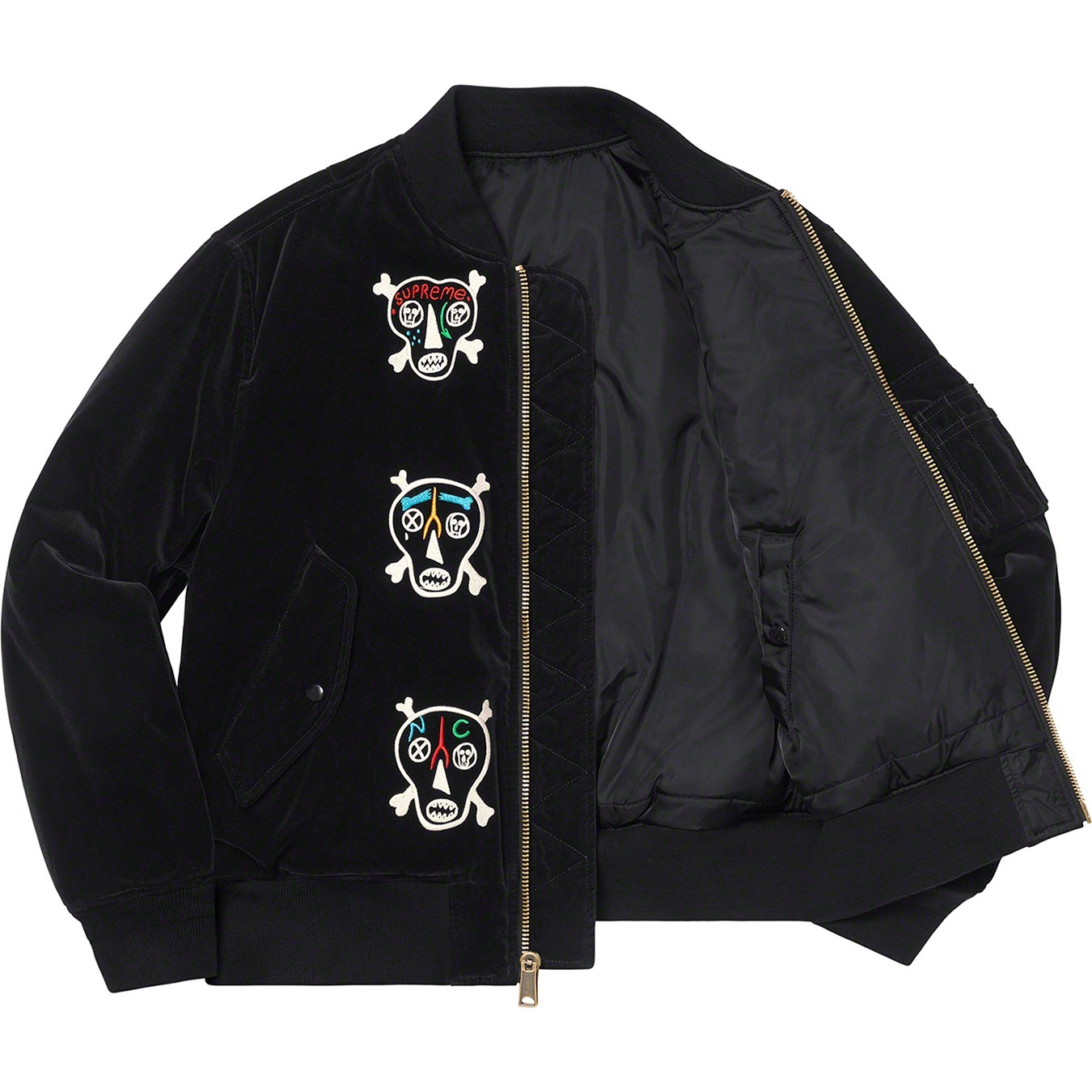 Clayton Patterson/Supreme Skulls Embroidered Velvet MA-1 view 10